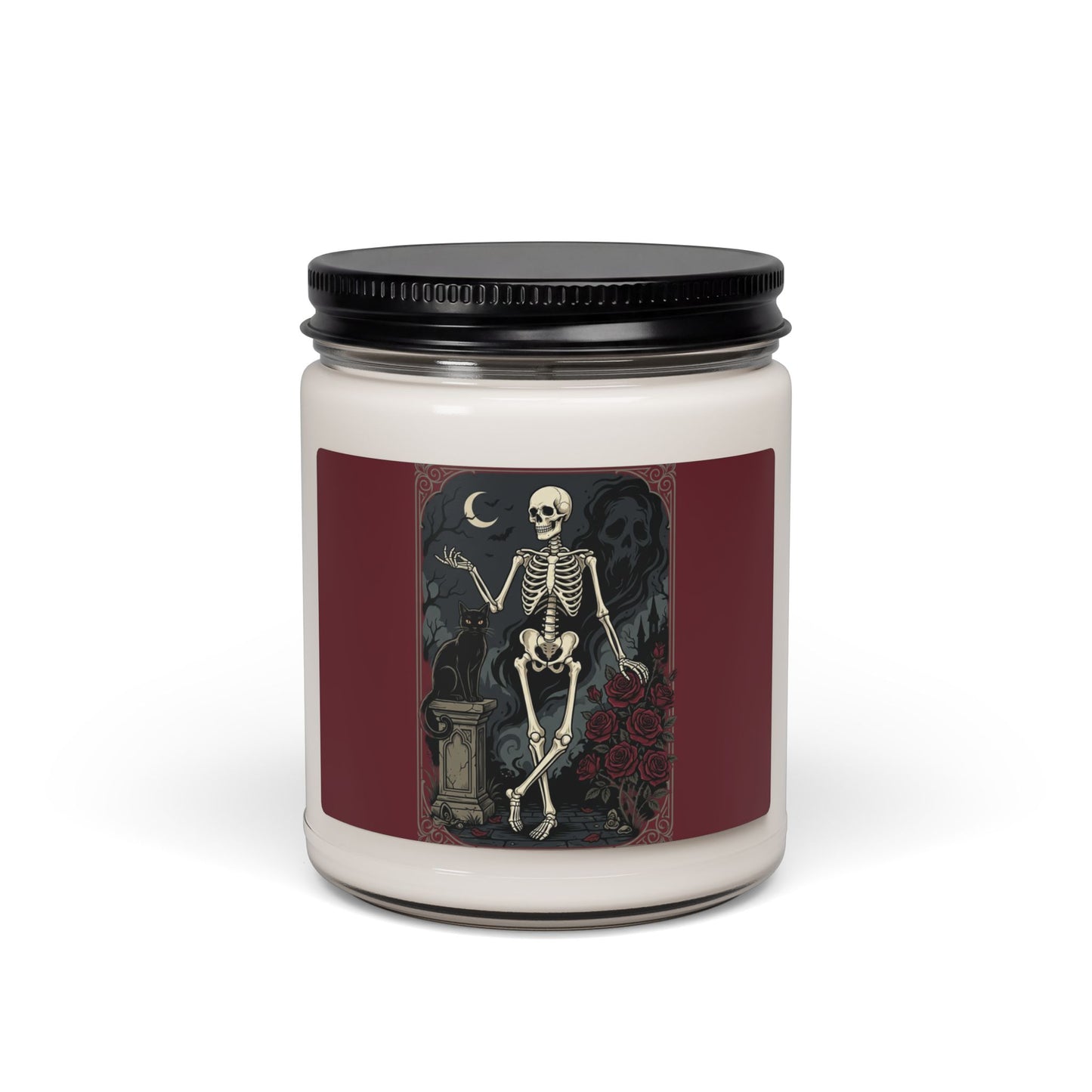 Skeleton & Roses Scented Soy Candle — 9oz Gothic Halloween Décor