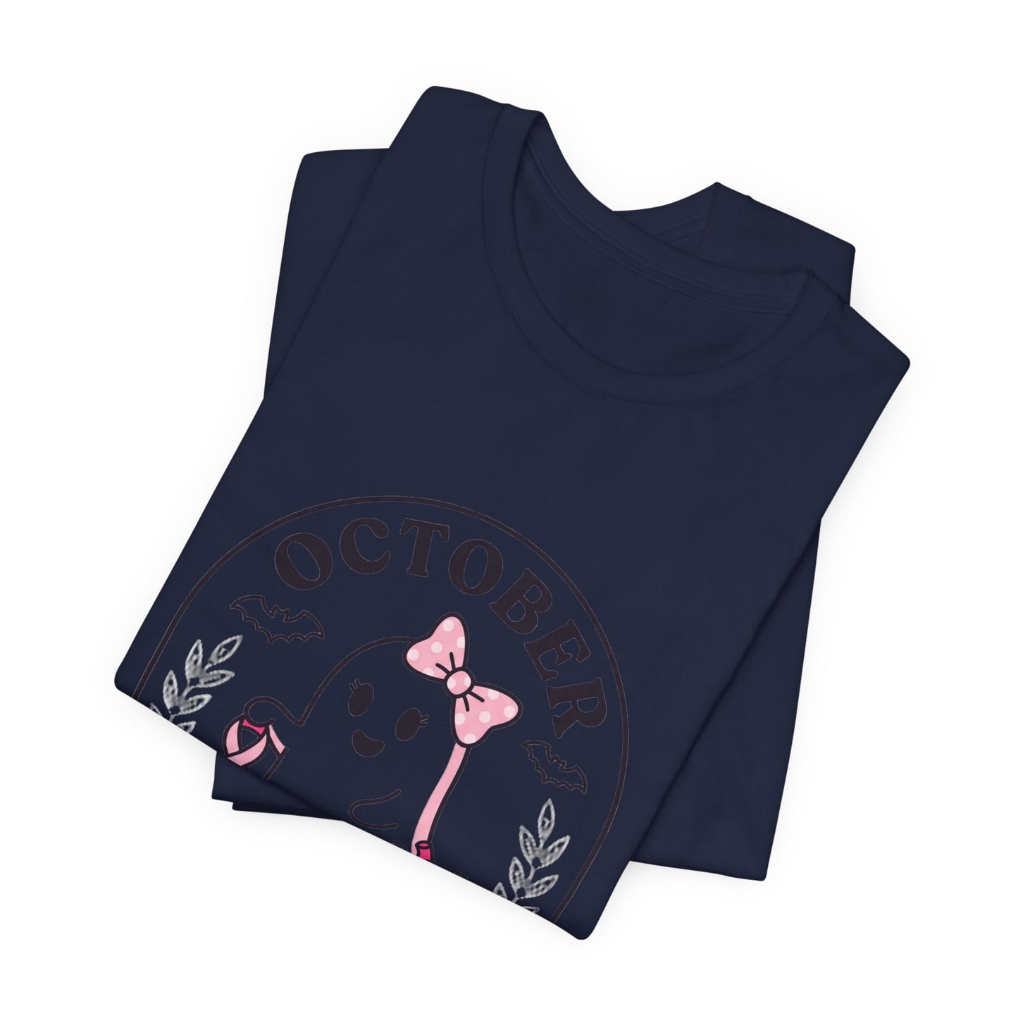 Pink Boo Crew Ghost Tee | Breast Cancer Awareness Ribbon, October Pink