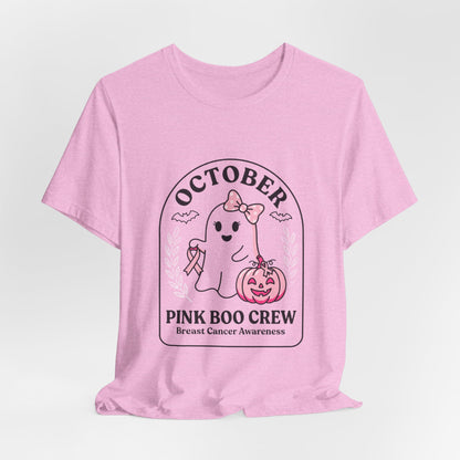 Pink Boo Crew Ghost Tee | Breast Cancer Awareness Ribbon, October Pink