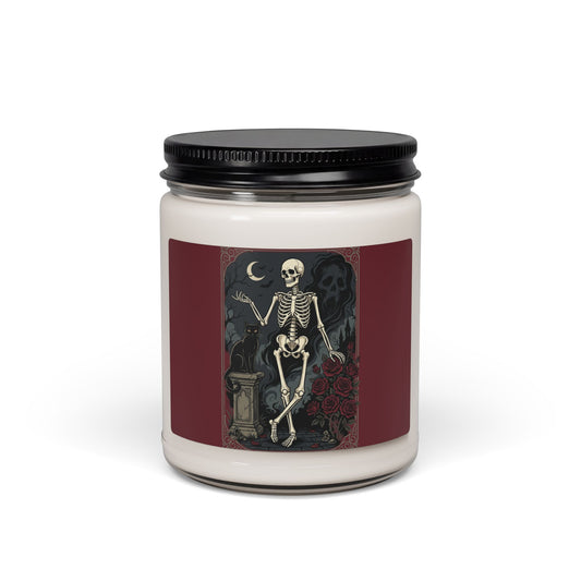 Skeleton & Roses Scented Soy Candle — 9oz Gothic Halloween Décor