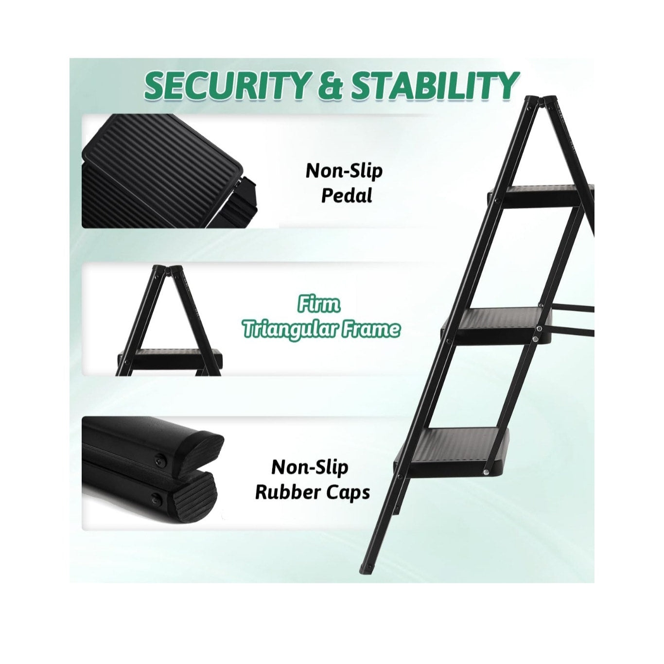 Step Ladder 3 Step Folding Heavy Duty Holds 330 Lb Load
