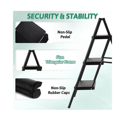 Step Ladder 3 Step Folding Heavy Duty Holds 330 Lb Load