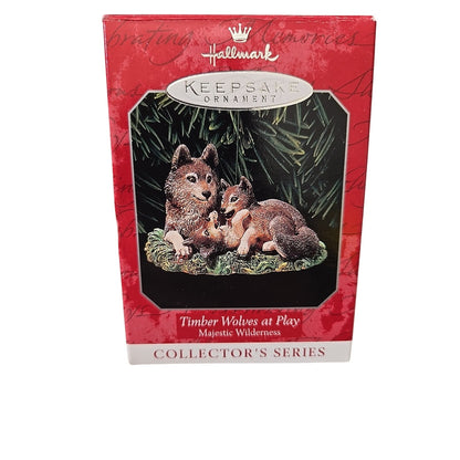 TIMBER WOLVES AT PLAY 1998 Hallmark Ornament #2 Majestic Wilderness Series