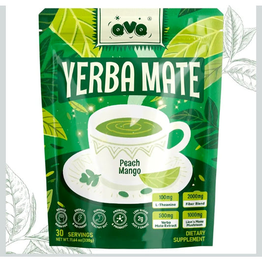 Yerba Mate Instant Tea Powder, 4-in-1 Peach Mango