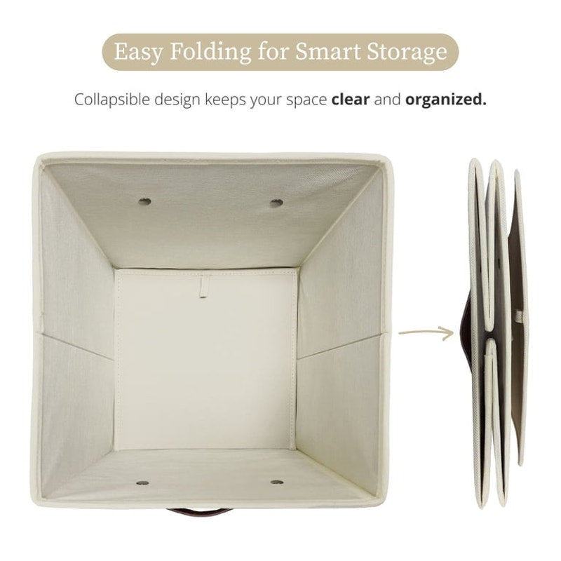 Fabric Storage Bin | Cube Storage Bin | Closet Organizers | Set of 6, Beige