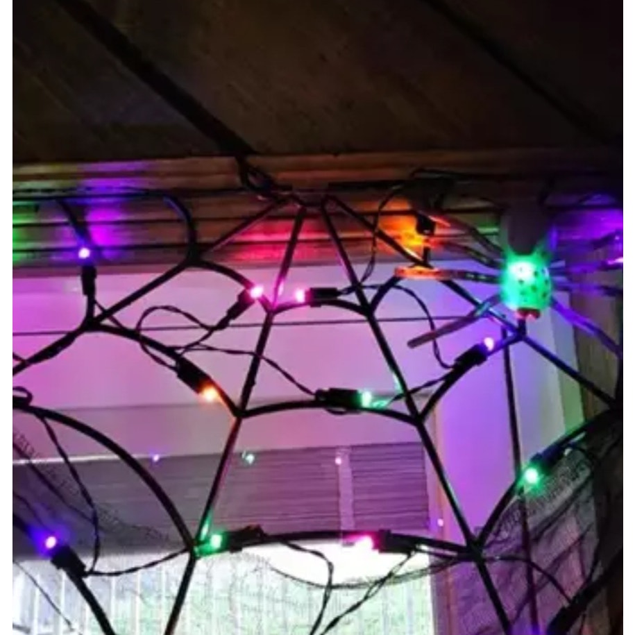 70" LED Lit Spider Webs with Gauze Halloween Decoration
