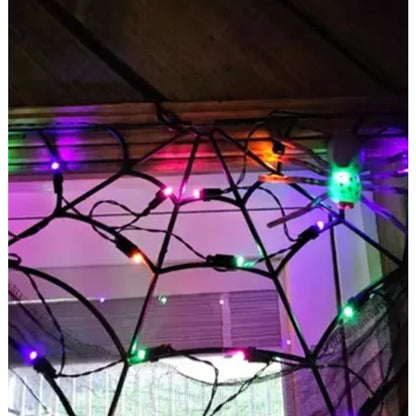 70" LED Lit Spider Webs with Gauze Halloween Decoration