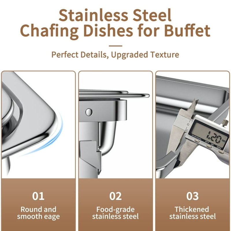 8QT Stainless Steel Chafing Dishes for Buffet