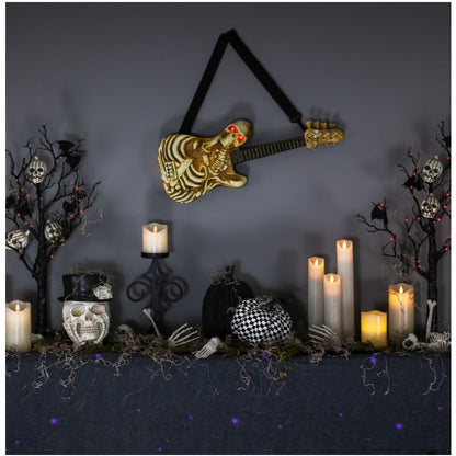 2 Ft. Light-Up Ukulele-Shaped Plastic Skeleton Halloween Decoration