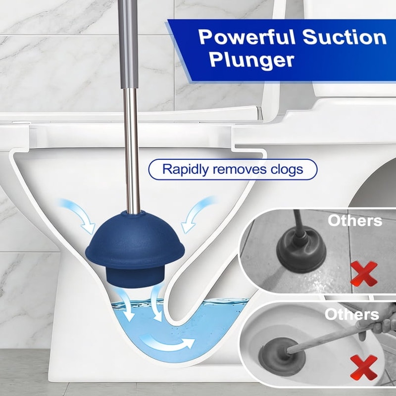 Toilet Plunger and Brush Set with Holder