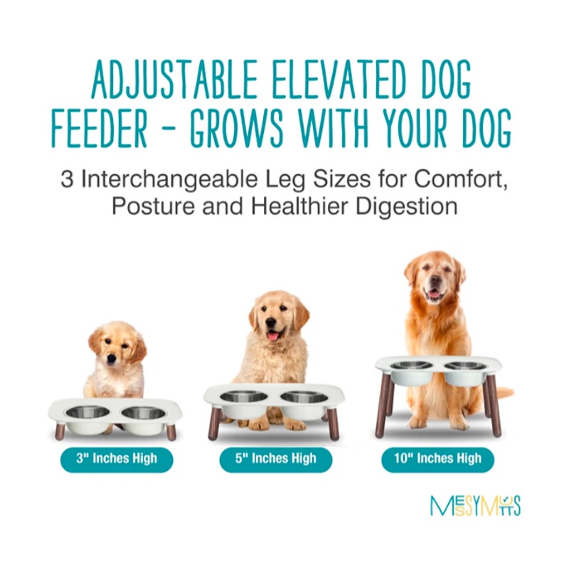 Messy Mutts Elevated Double Feeder with Stainless Bowls