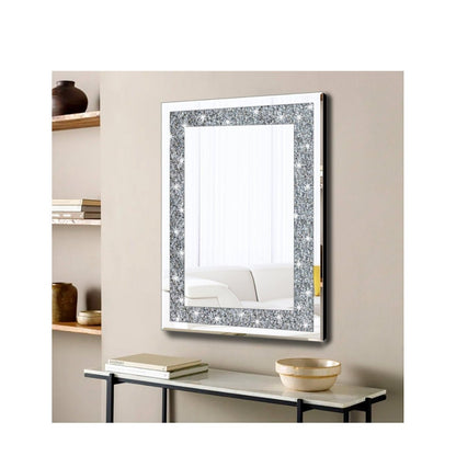 Crystal Crush Diamond Rectangle Silver Mirror for Wall Decoration 20x28inch Wall Hang Frameless Mirror .
