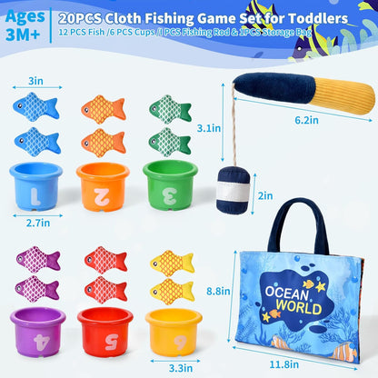 Ocean World Montessori Toys Baby & Toddler Sorting Fishing 20PCS Sensory Toy