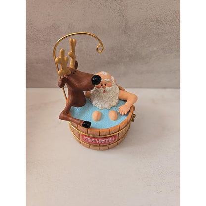 1986 Hallmark Santa's Hot Tub Christmas Ornament