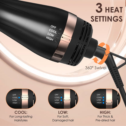 Hair Dryer & Hot Air Brush Set 4 in 1 Ceramic Barrel