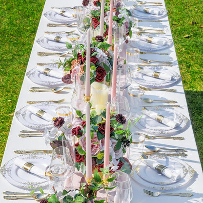 350pc Gold Plastic Plates Gold Plastic Dinnerware Sets 50 Place Wedding Party