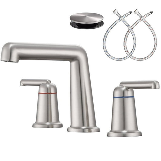 Brushed Nickel Bathroom Faucet 2 Handle Widespread Bathroom Sink