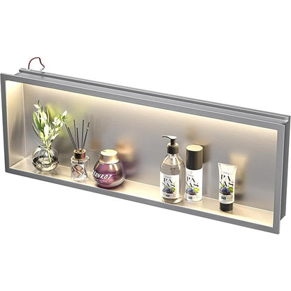 LED Shower Niche 30" X 12" Brushed 304 Stainless Steel Waterproof Recessed Shelf
