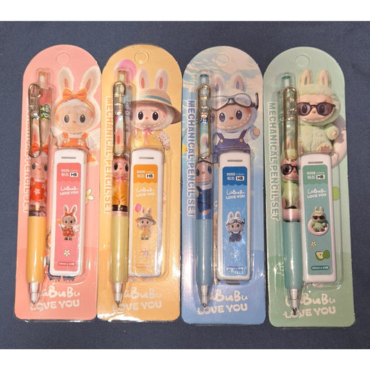 One Random Labubu Mechanical Pencil w/ Lead Refill Set