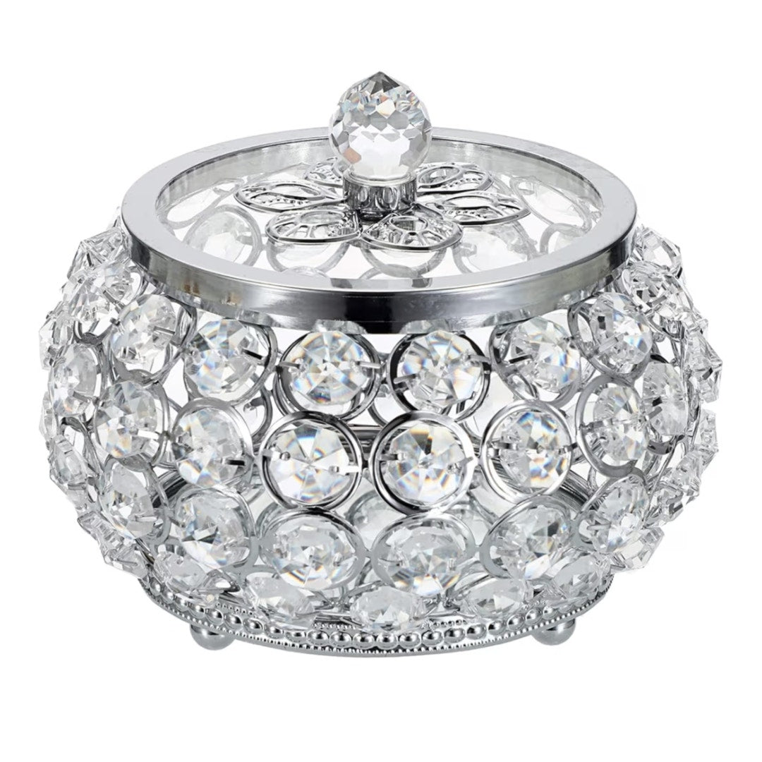 Crystal Jewelry Trinket Box with Glass Lid
