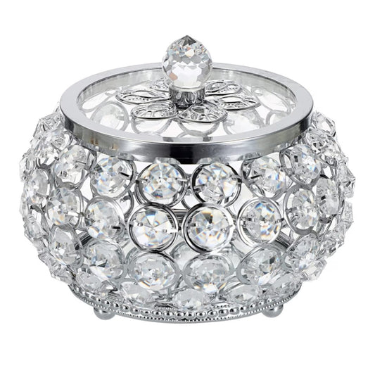 Crystal Jewelry Trinket Box with Glass Lid