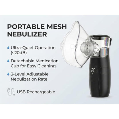 Portable Mesh Nebulizer Timed, Adjustable Child / Adult, & Ultra Quiet SY-108