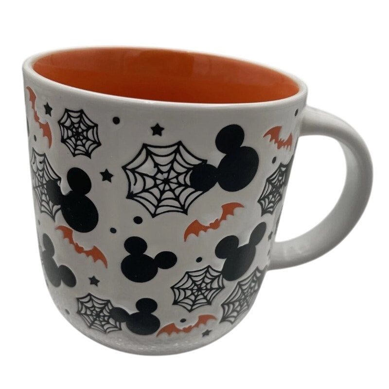 Disney Halloween MICKEY SPIDER WEBS BATS Ceramic Mug NEW