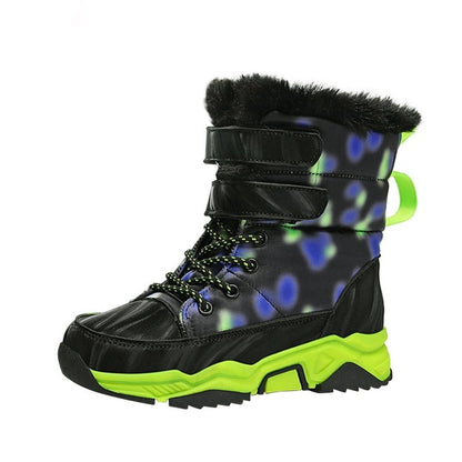 Kids Size 1.5 Snow Boots Waterproof Outdoor Anti-Slip Mid Calf Faux Fur Lining