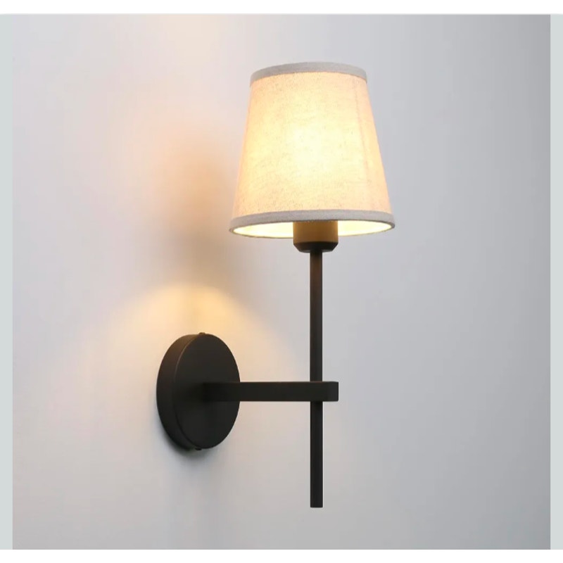Vintage Wall Sconce with Linen Fabric Shade, Hardwired Indoor 1-Light