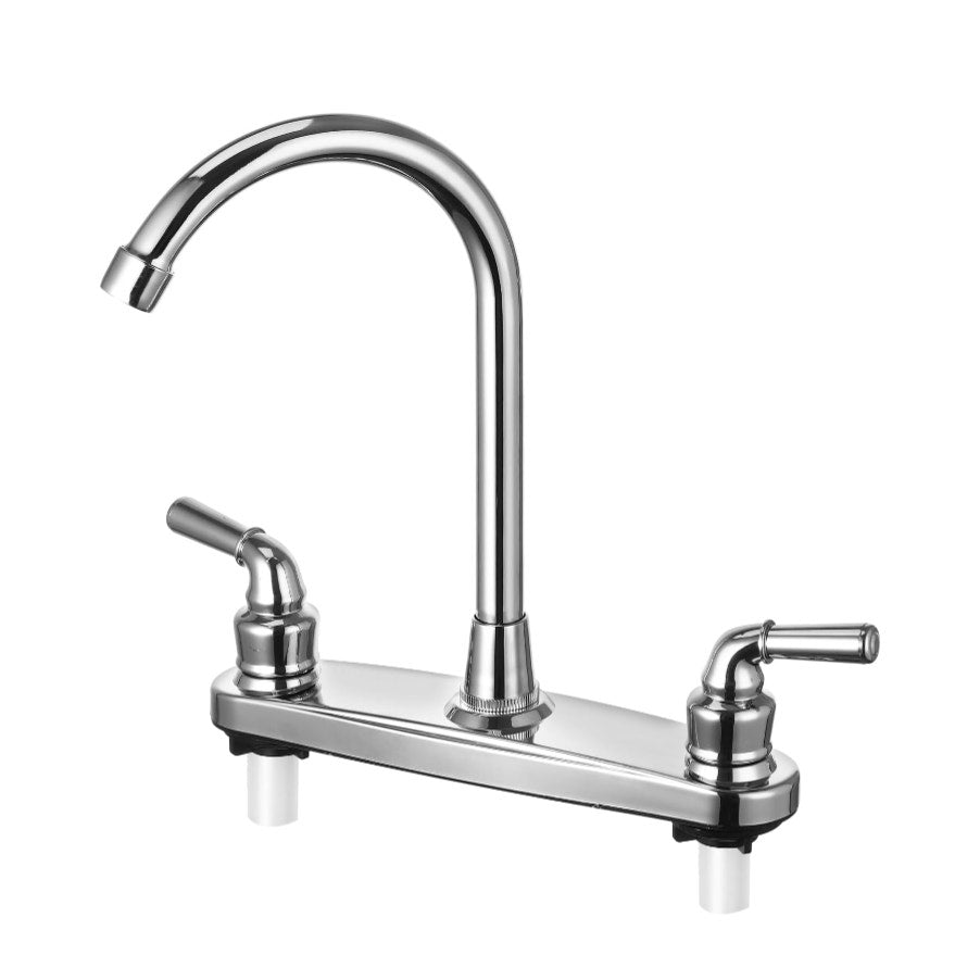 RV Kitchen Faucet Two Handle-8" Main Body-High Arch-360 Swivel Chrome Finish