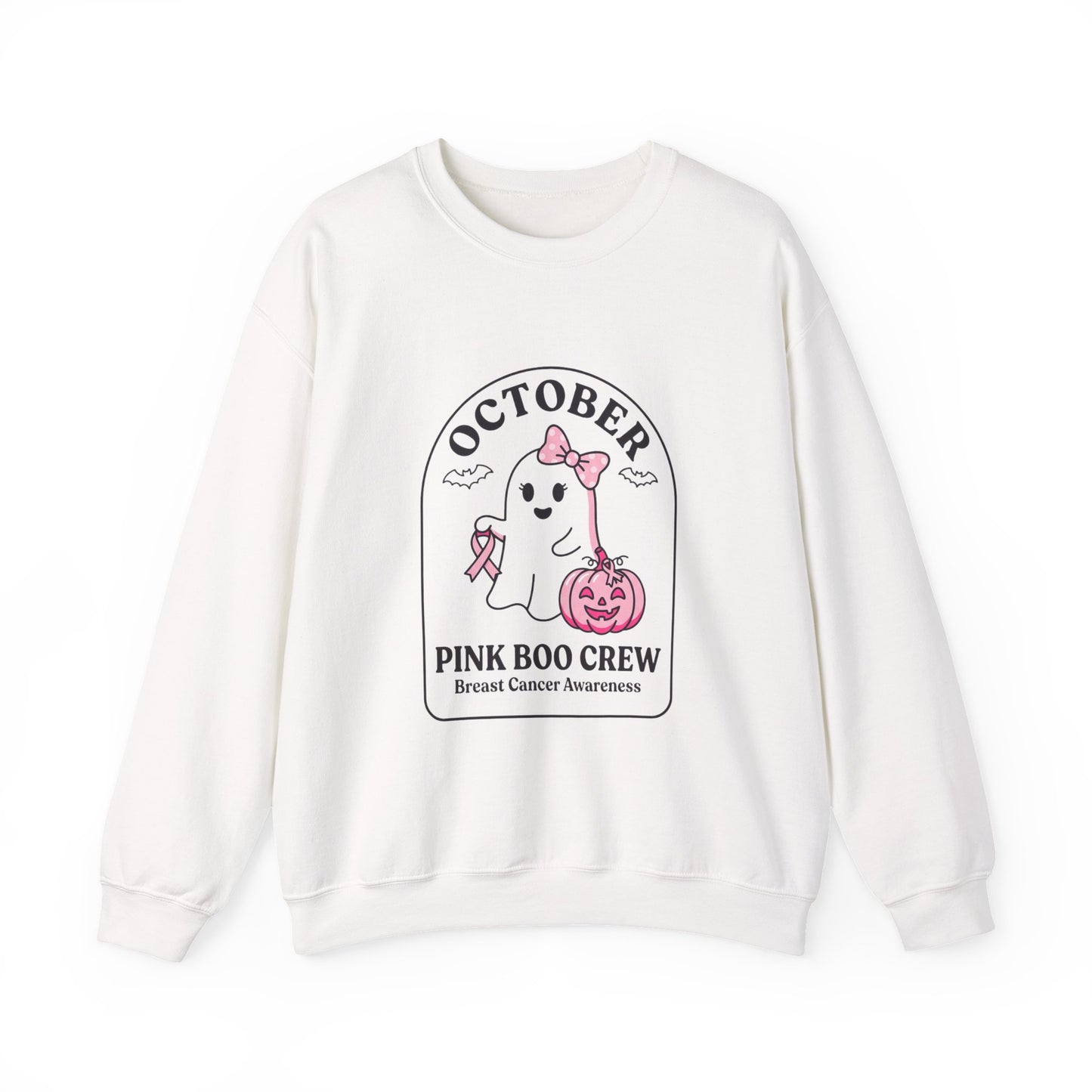 Pink Boo Crew Breast Cancer Awareness Sweatshirt | October Ribbon