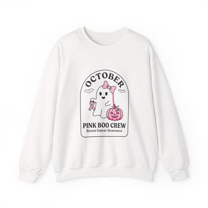 Pink Boo Crew Breast Cancer Awareness Sweatshirt | October Ribbon