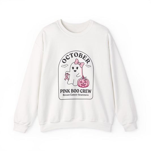 Pink Boo Crew Breast Cancer Awareness Sweatshirt | October Ribbon