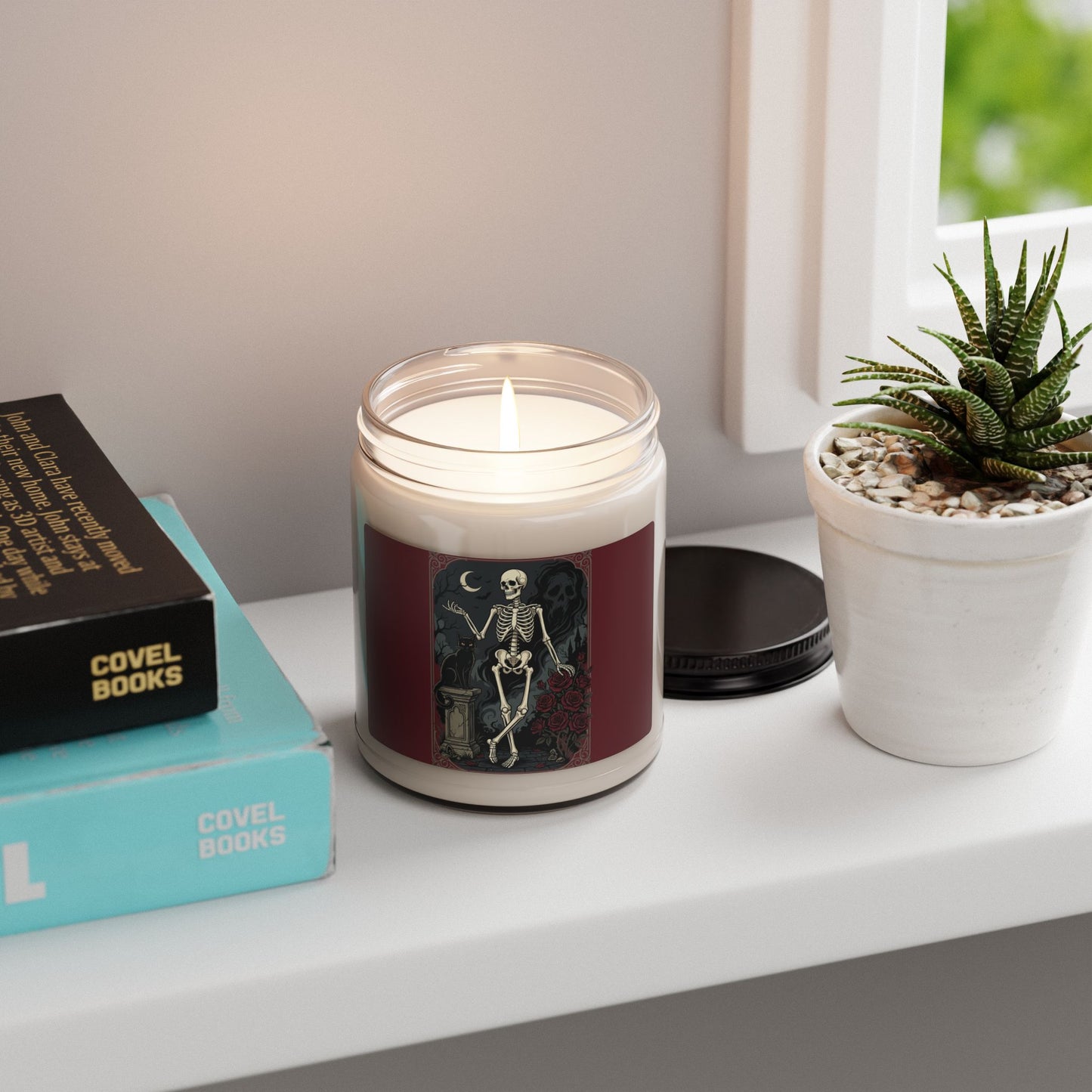 Skeleton & Roses Scented Soy Candle — 9oz Gothic Halloween Décor