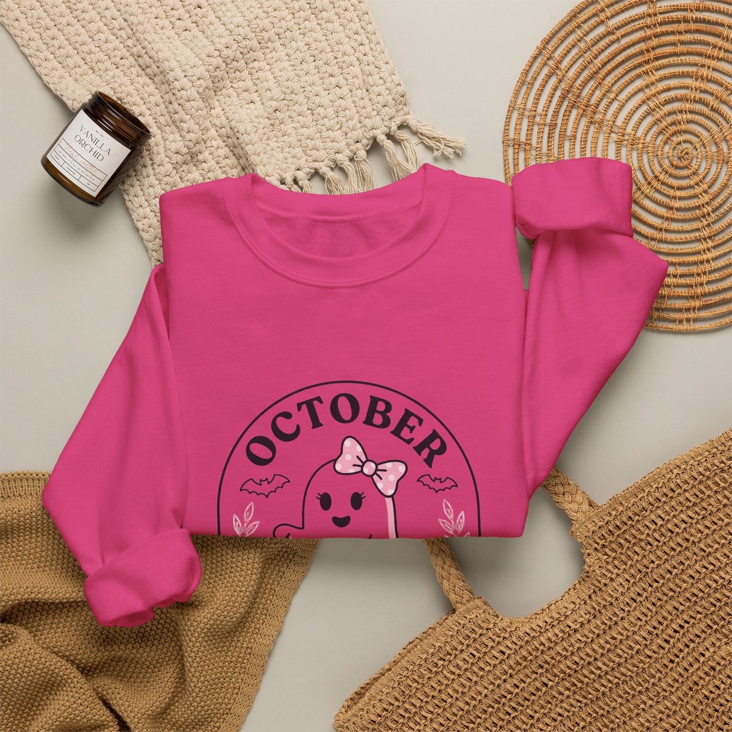 Pink Boo Crew Breast Cancer Awareness Sweatshirt | October Ribbon