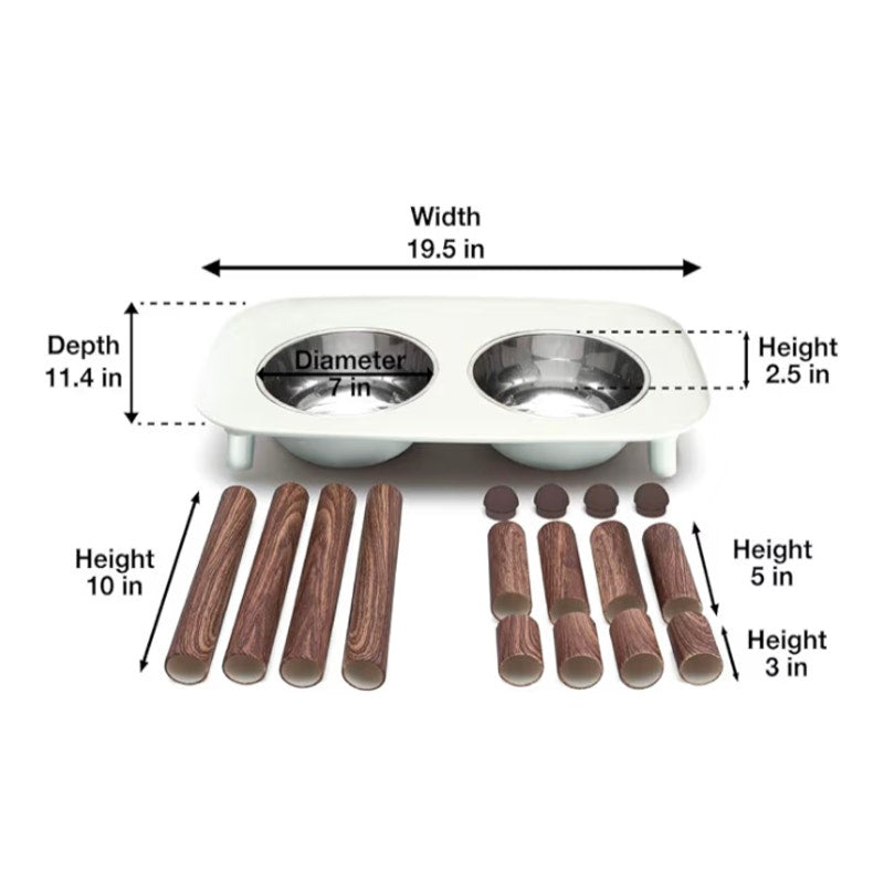 Messy Mutts Elevated Double Feeder with Stainless Bowls