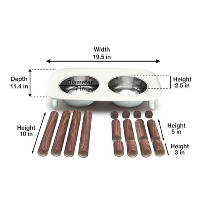 Messy Mutts Elevated Double Feeder with Stainless Bowls