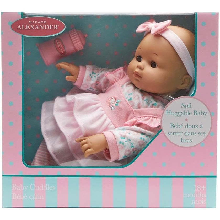 Madame Alexander 14-Inch Baby Cuddles Doll with Bottle, Pink Floral