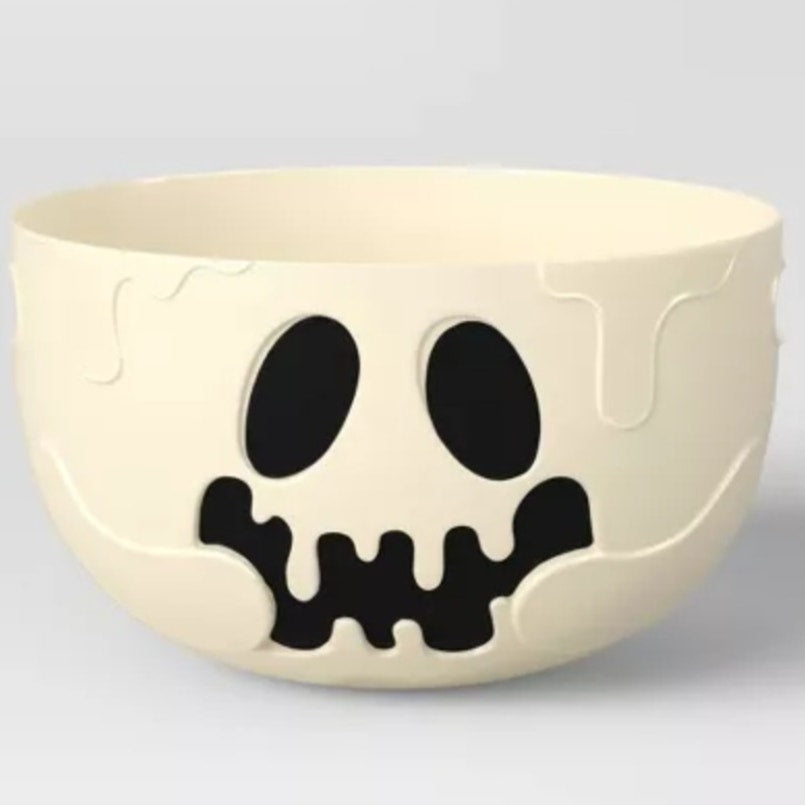 New 3L Plastic Round Shaped Ghost Candy Serving Bowl - Hyde and EEK!