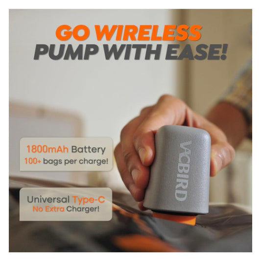 Vacbird Rechargeable Wireless Vacuum Pump With 4 Storage Bags