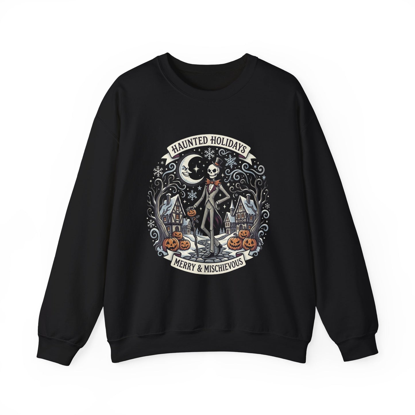 Dancing Witch Graveyard Crewneck Sweatshirt | Halloween Witch Design