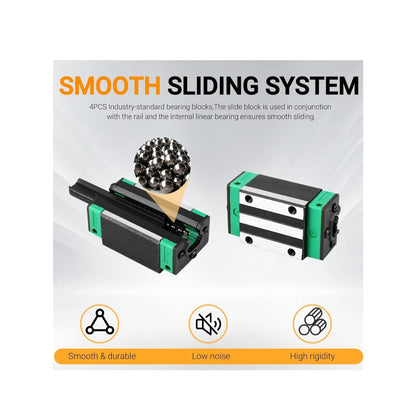 2 Steel Linear Guide Rail kit HGR25-500mm Slide Rails w/ 4 Linear Blocks Bearing