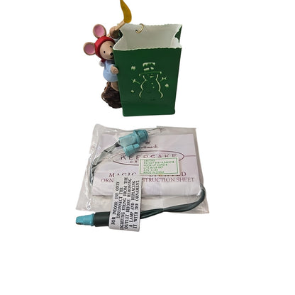 1997 Hallmark Keepsake Light Up Christmas Tree Ornament CHRIS MOUSE LUMINARIA