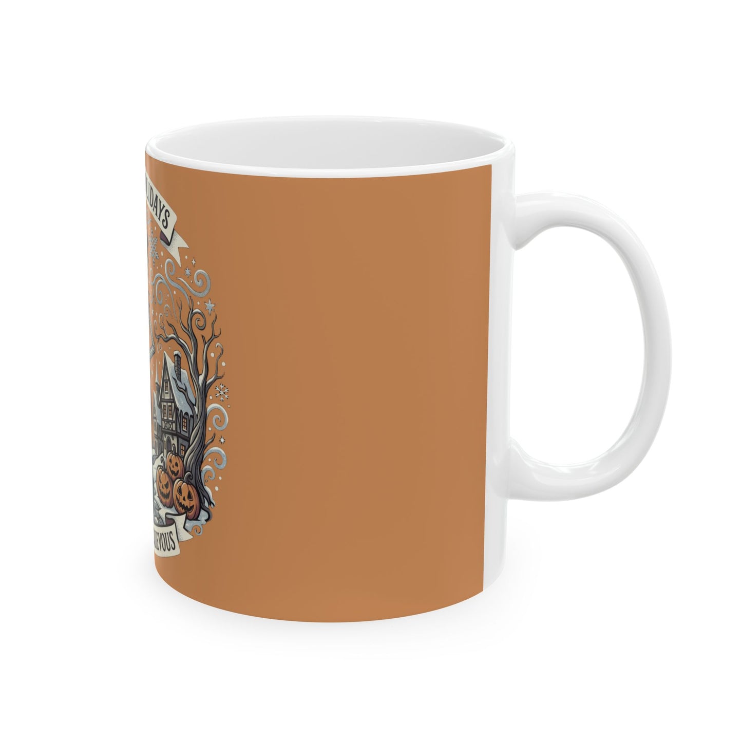 Haunted Holidays skeleton scene Mug | Halloween Christmas crossover