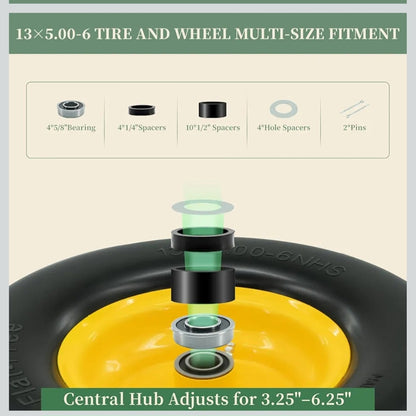 13 x 5.00-6 Tire and Wheel, Flat Free Zero Turn SET OF TWO