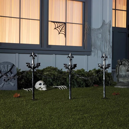 3 Foot Bat Chain Yard Fence Stakes Outdoor Halloween Decorative Prop