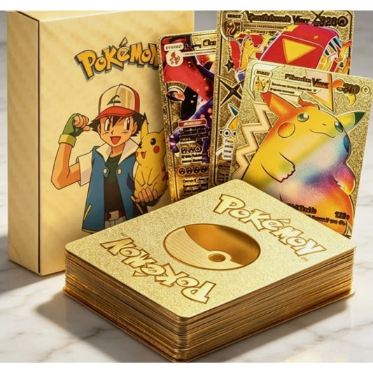 55Pcs Pokemon Card Foil GOLD PACK CARDS TCG GX Vmax GX Card Charizard christmas