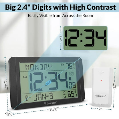 10.8'' Atomic Clock with Indoor Outdoor Temperature