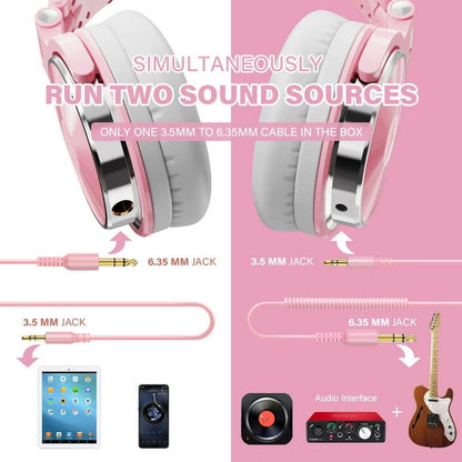 Wired Over-Ear Headphones with Mic Pink