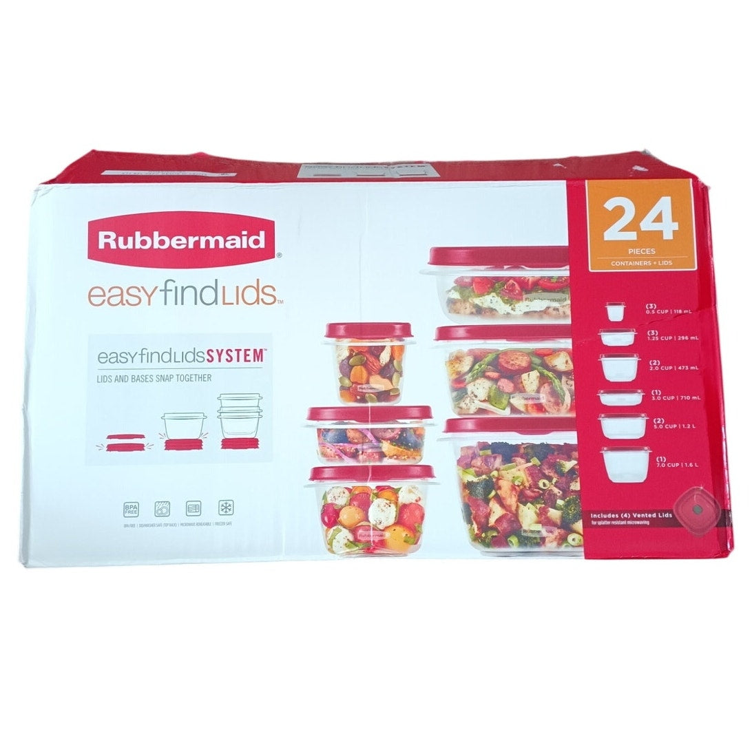 24 pc Rubbermaid Easy Find Lid Containers & 8 pc Stainless Container Set